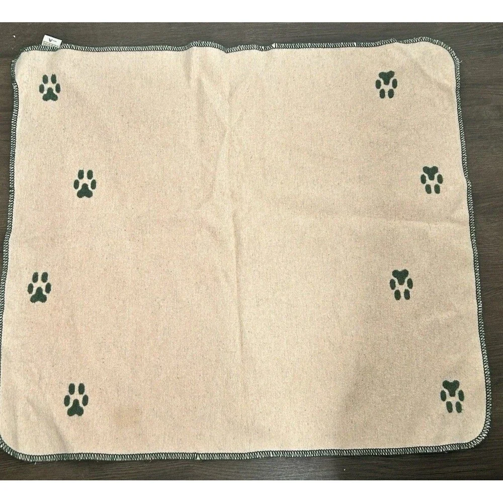 David Fussenegger Dog Blankie Square Lux Crate Blanket Green Paws Cotton 30x26